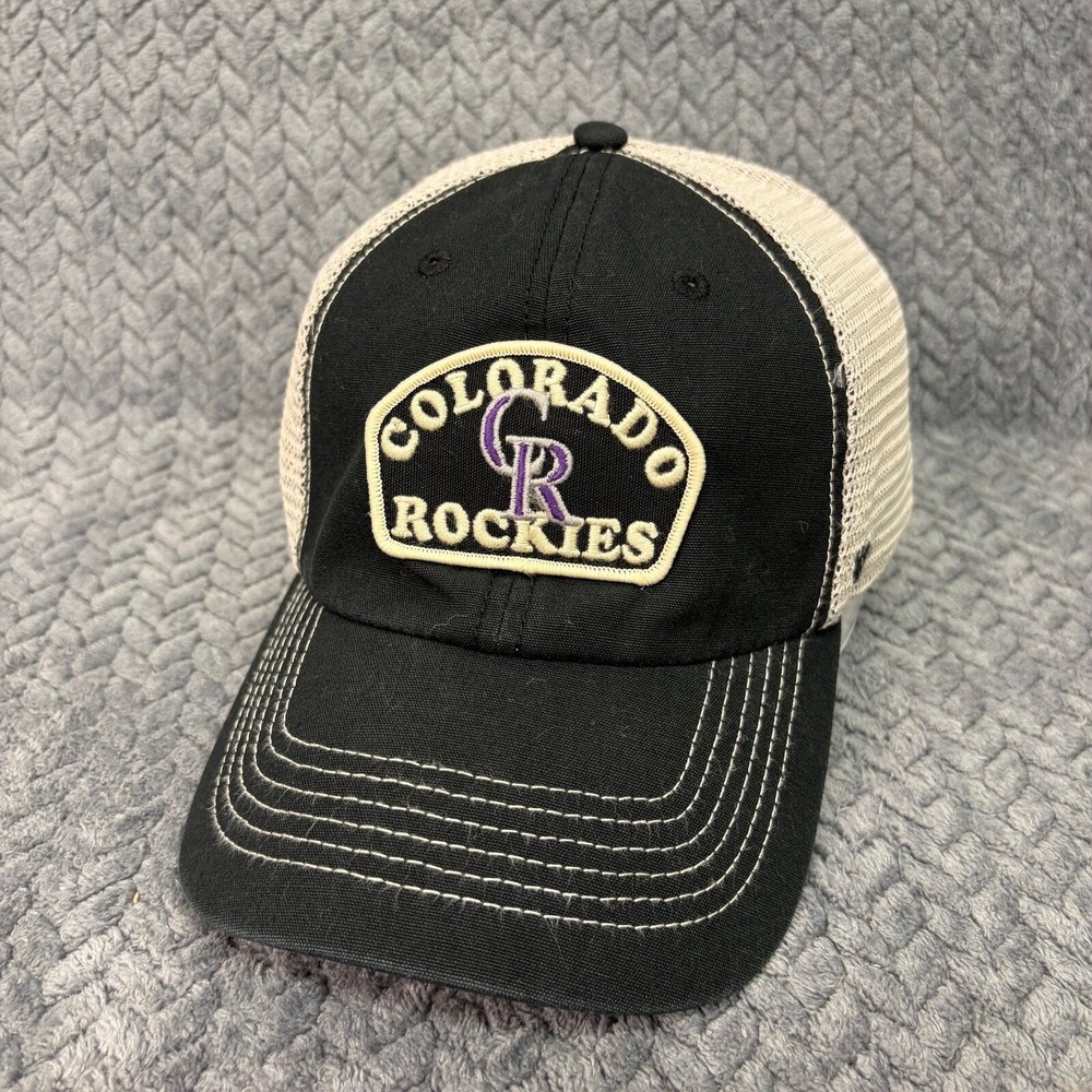 '47 Brand Closer Colorado Rockies OSFA Black Tan Mesh Trucker Hat Hat